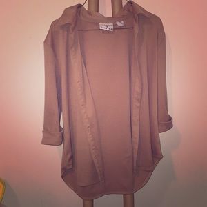 A stretchy silky brown blouse